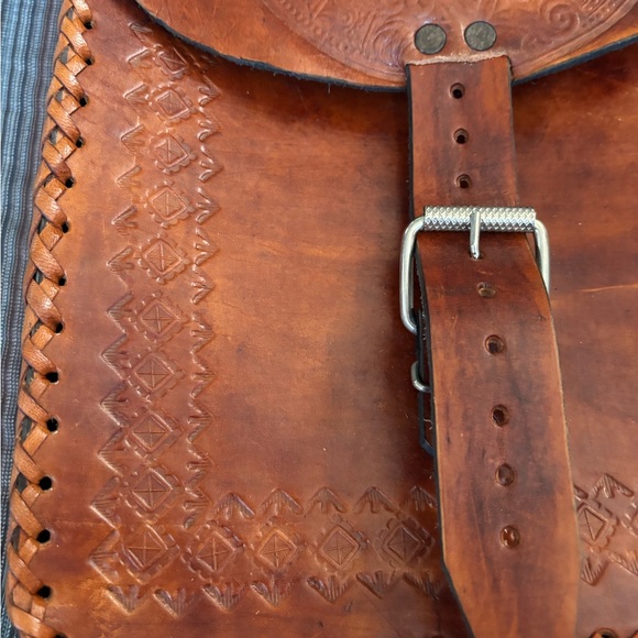 Mexican Aztec Calendar Messager leather bag. - Picture 2 of 9